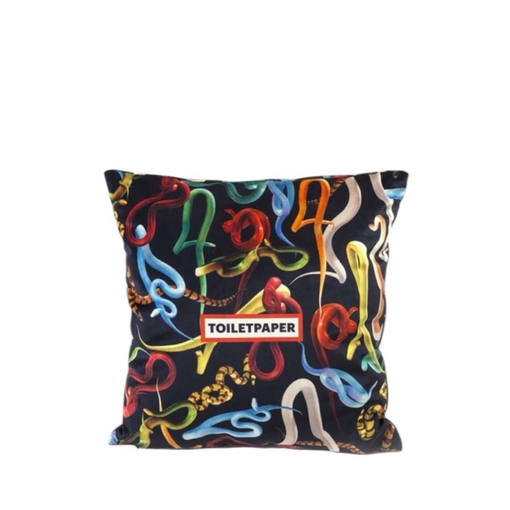 Seletti‎ Toiletpaper Black Snakes Print Unique Square Pillow Cover 20x20